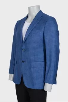 Men's single-breasted jacket in a small check pattern