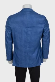 Men's single-breasted jacket in a small check pattern