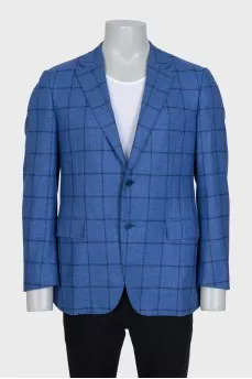 Men's single-breasted jacket in a large check pattern