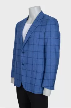 Men's single-breasted jacket in a large check pattern