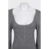 Fitted gray dress with decoration