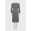 Fitted gray dress with decoration
