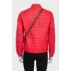 Red demi-season jacket with a zipper