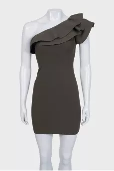 Green dress with an accent flounce