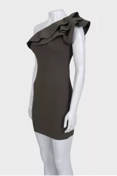 Green dress with an accent flounce
