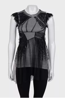 Decorated gray tank top