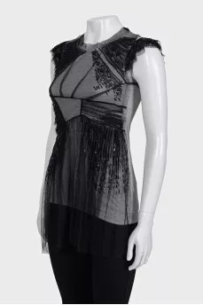Decorated gray tank top