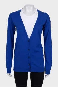 Blue wool and silk cardigan