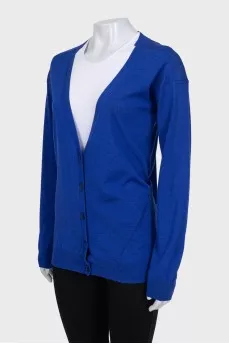 Blue wool and silk cardigan