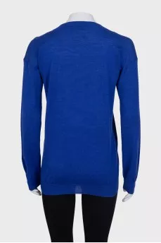 Blue wool and silk cardigan