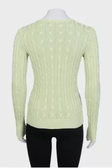 Light green pullover with signature embroidery