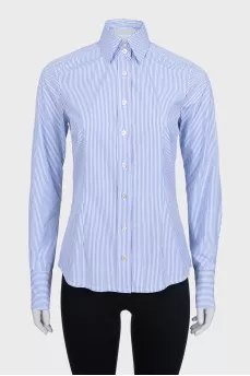 Fitted blue striped shirt