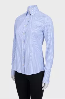 Fitted blue striped shirt