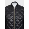 Long black down jacket with a zipper