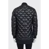 Long black down jacket with a zipper