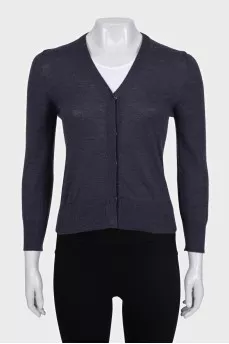 Purple fitted cashmere cardigan