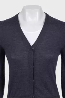 Purple fitted cashmere cardigan