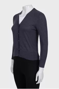 Purple fitted cashmere cardigan