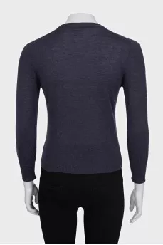 Purple fitted cashmere cardigan