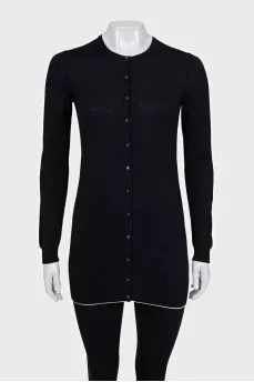 Long black cardigan with buttons