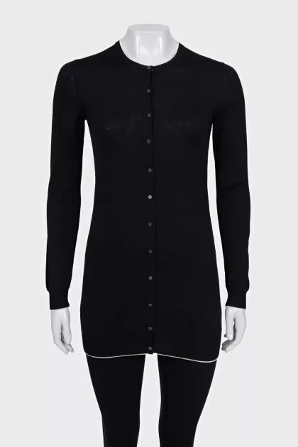 Long black cardigan with buttons