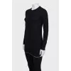 Long black cardigan with buttons
