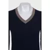 Pullover with contrasting buttoned cuffs