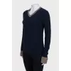 Pullover with contrasting buttoned cuffs
