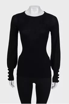 Black jumper with buttons on the sleeves