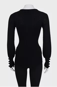 Black jumper with buttons on the sleeves