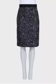 Silk printed zipper skirt