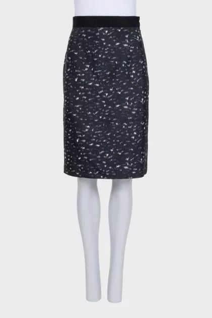 Silk printed zipper skirt