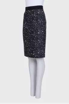Silk printed zipper skirt