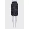 Silk printed zipper skirt