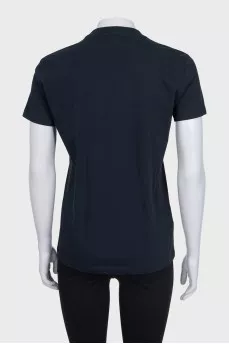 Black T-shirt with crystals and rhinestones
