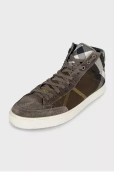 Men's suede and fabric boots with a print