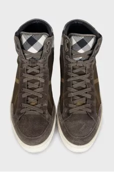 Men's suede and fabric boots with a print