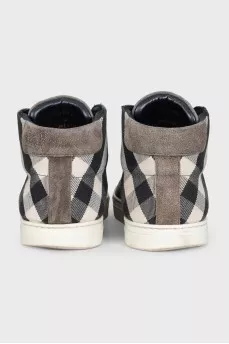 Men's suede and fabric boots with a print