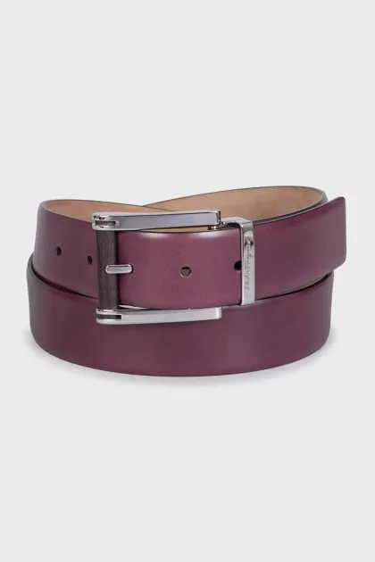 Men's burgundy leather belt