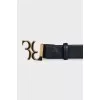 Men's black belt with branded embossing