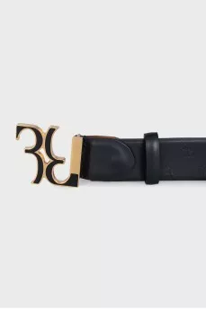 Men's black belt with branded embossing