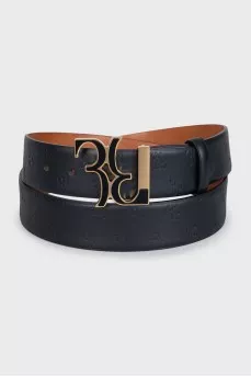 Men's black belt with branded embossing