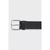 Men's black leather belt with a silver buckle