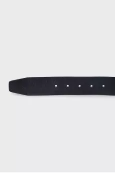 Men's black leather belt with a silver buckle
