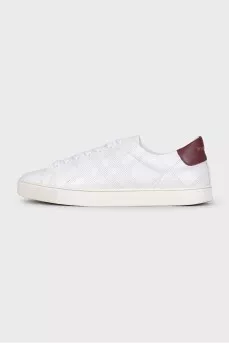 Men's leather sneakers with a contrasting heel