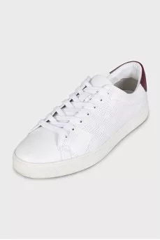 Men's leather sneakers with a contrasting heel