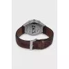 Men's silver watch with a leather strap