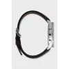 Men's silver watch with a leather strap