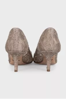 Lace shoes with rhinestones