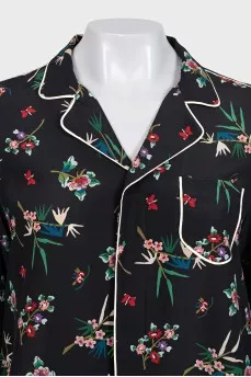 Silk suit with floral print